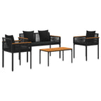 Gartenmöbel Set mit Kissen 4 pcs Schwarz Poly-Rattan