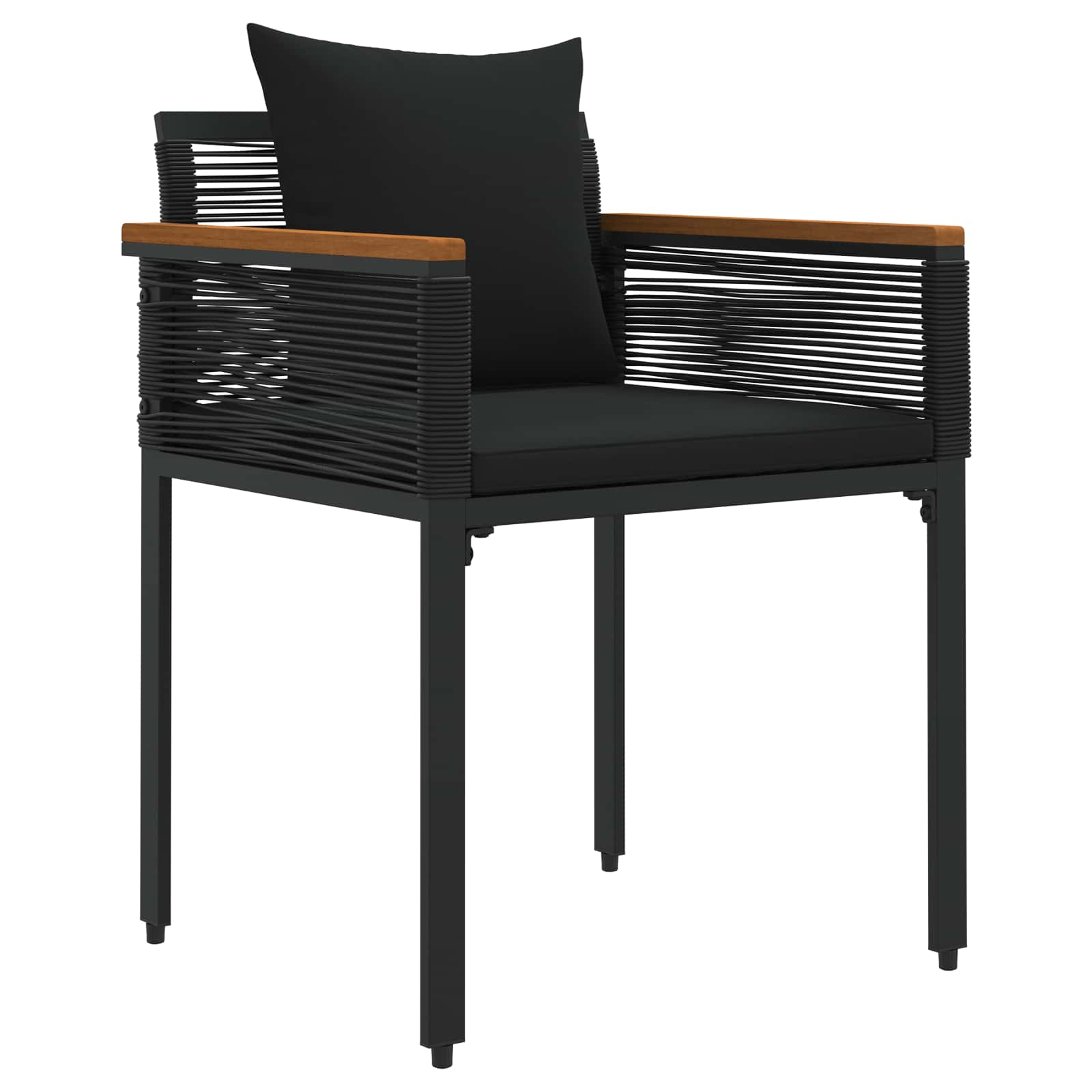 Gartenmöbel Set mit Kissen 4 pcs Schwarz Poly-Rattan