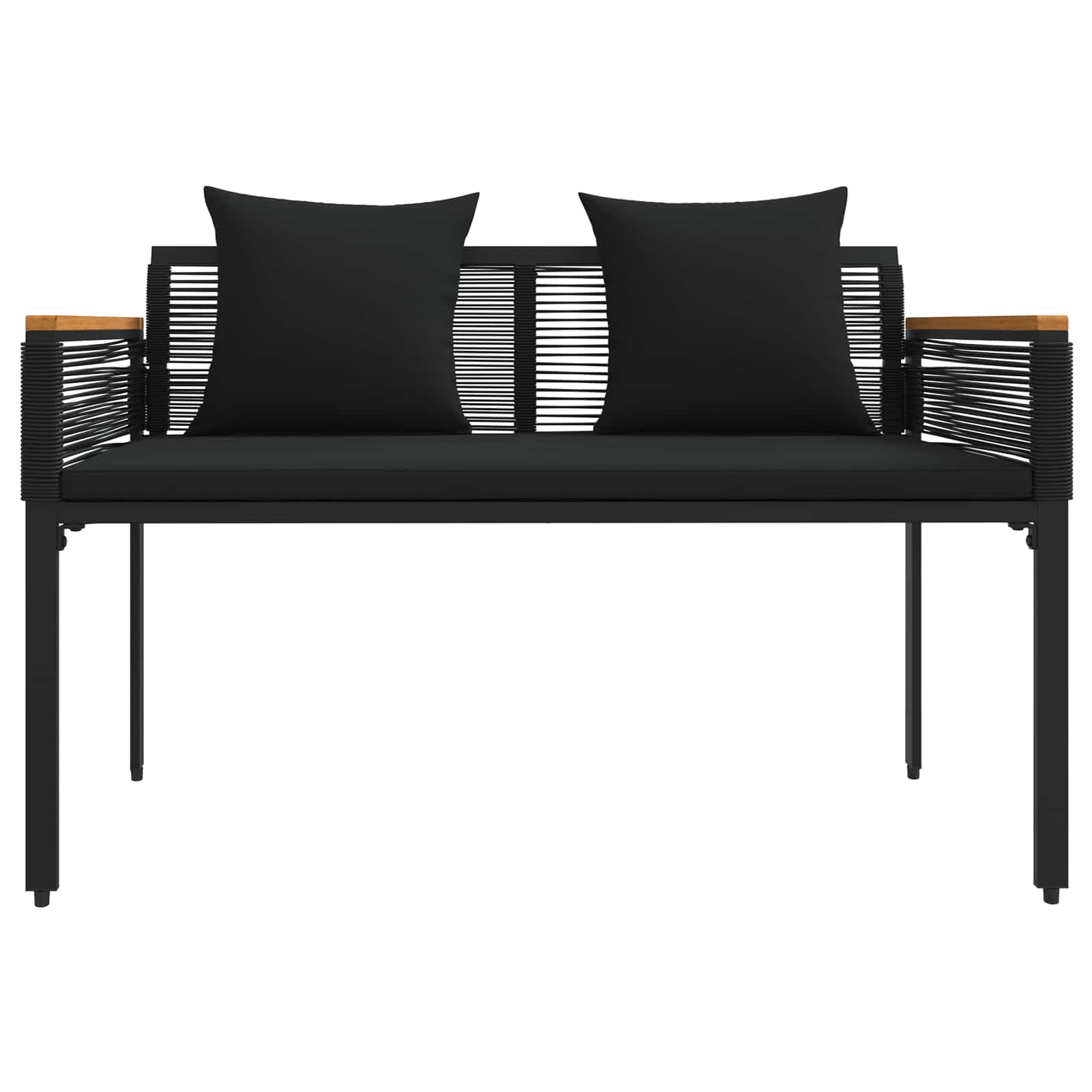 Gartenmöbel Set mit Kissen 4 pcs Schwarz Poly-Rattan