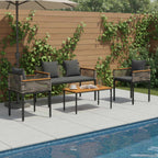 Gartenmöbel Set mit Kissen Grau und Dunkelgrau Poly-Rattan