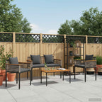 Gartenmöbel Set mit Kissen Grau und Dunkelgrau Poly-Rattan