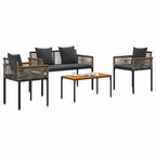 Gartenmöbel Set mit Kissen Grau und Dunkelgrau Poly-Rattan