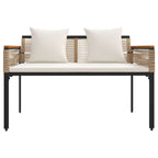 Gartenmöbel Set mit Kissen Beige und Cremeweiß Poly-Rattan