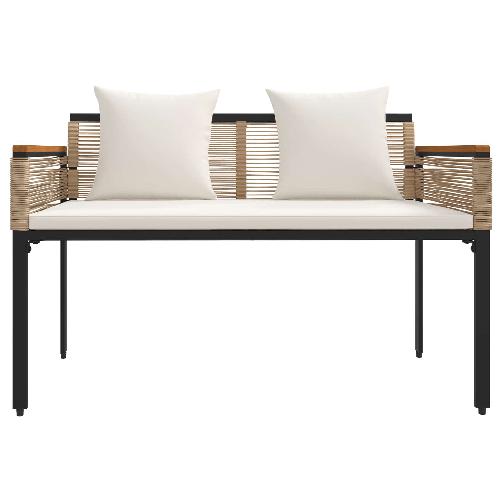 Gartenmöbel Set mit Kissen Beige und Cremeweiß Poly-Rattan