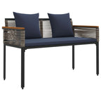 Gartenmöbel Set mit Kissen Grau und Marineblau Poly-Rattan