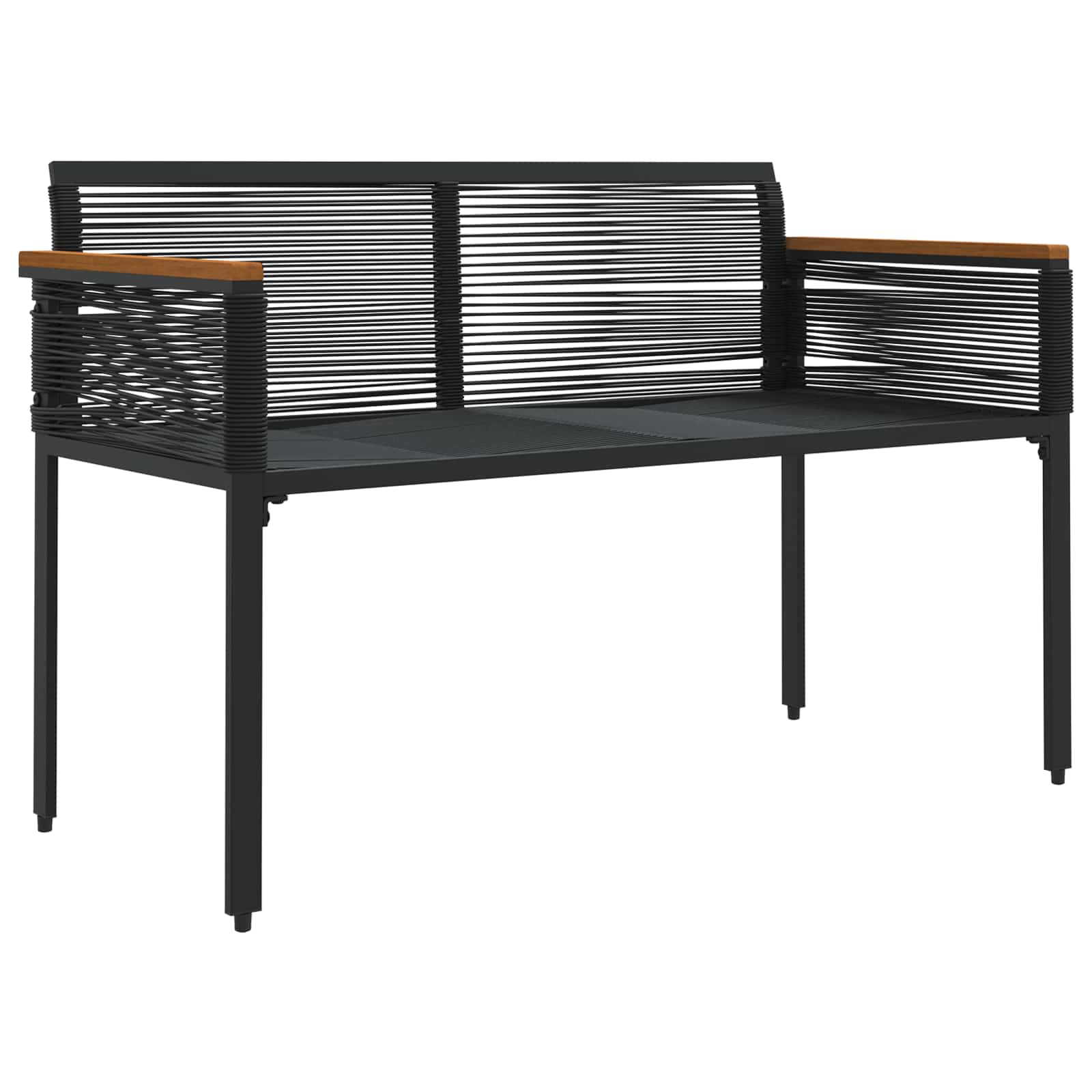 Bank Outdoor mit Kissen Schwarz 117 x 54 x 74,5 cm Poly-Rattan