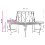 Baumbank 4-Sitzanzahl 160 x 80 x 89 cm Stahl Antik Weiß
