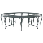 Baumbank 8-Sitzanzahl Ø 160 x 44 cm Stahl Silber Grau Rund