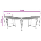 Baumbank 4-Sitzanzahl 160 x 80 x 44 cm Stahl Silber Grau