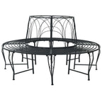 Baumbank 8-Sitzanzahl Ø 160 x 89 cm Stahl Schwarz Rund
