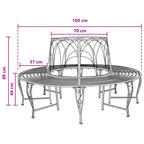 Baumbank 8-Sitzanzahl Ø 160 x 89 cm Stahl Antik Weiß Rund
