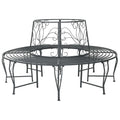 Baumbank 8-Sitzanzahl Ø 160 x 89 cm Stahl Silber Grau Rund