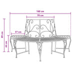 Baumbank 4-Sitzanzahl 160 x 80 x 89 cm Stahl Silber Grau
