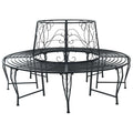 Baumbank 8-Sitzanzahl Ø 160 x 89 cm Stahl Schwarz Rund