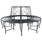 Baumbank 8-Sitzanzahl Ø 160 x 89 cm Stahl Schwarz Rund