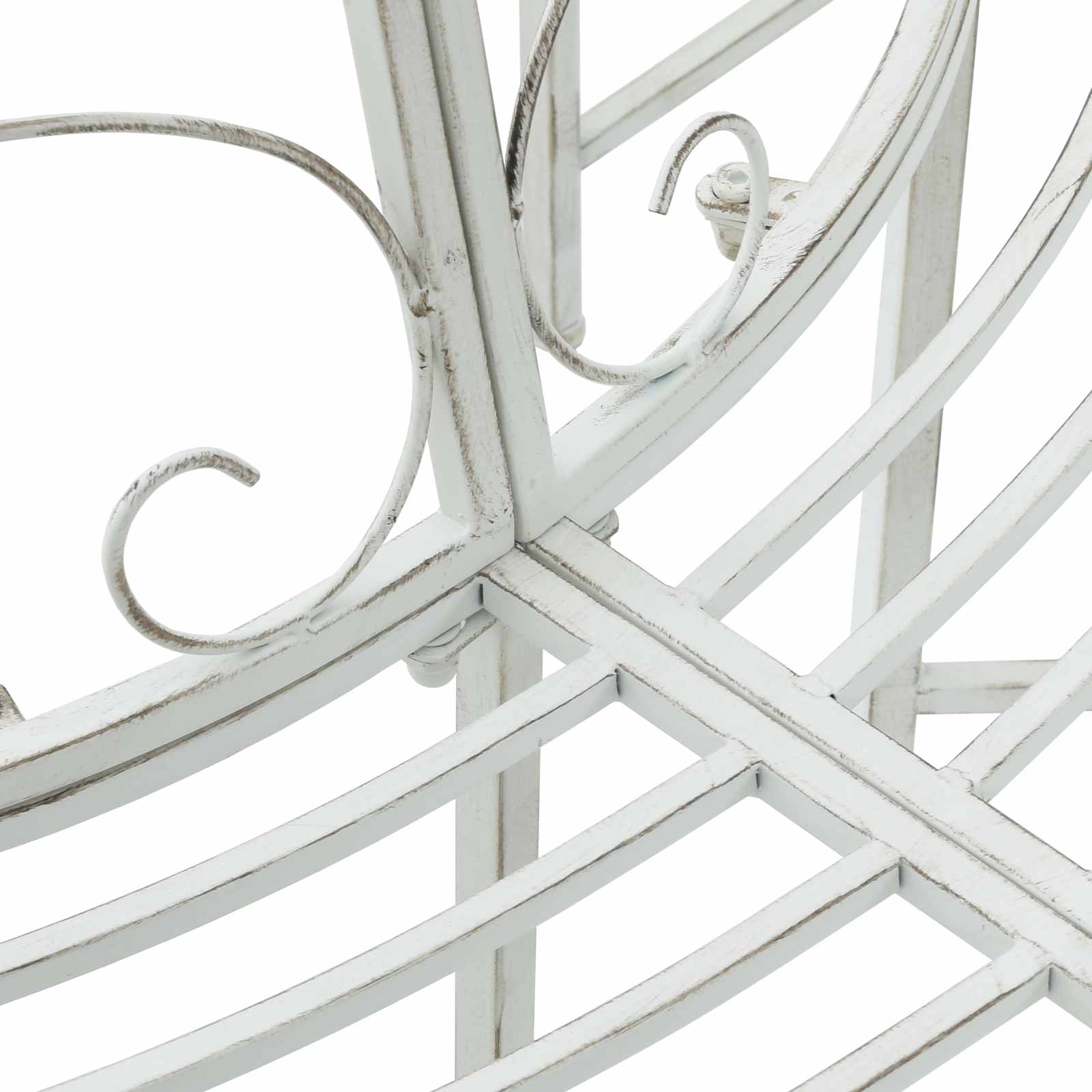 Baumbank 8-Sitzanzahl Ø 160 x 89 cm Stahl Antik Weiß Rund