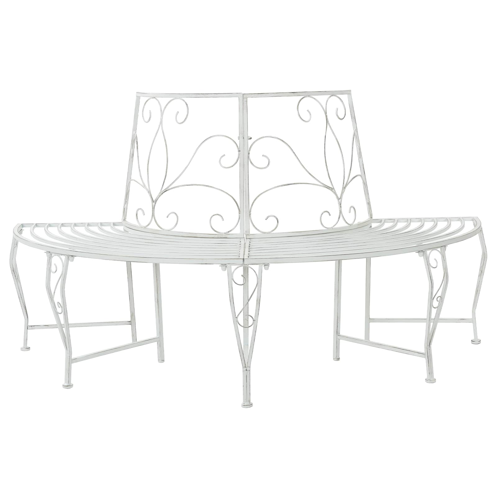 Baumbank 4-Sitzanzahl 160 x 80 x 89 cm Stahl Antik Weiß
