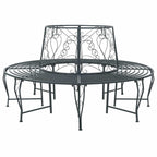 Baumbank 8-Sitzanzahl Ø 160 x 89 cm Stahl Silber Grau Rund