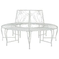Baumbank 8-Sitzanzahl Ø 160 x 89 cm Stahl Antik Weiß Rund