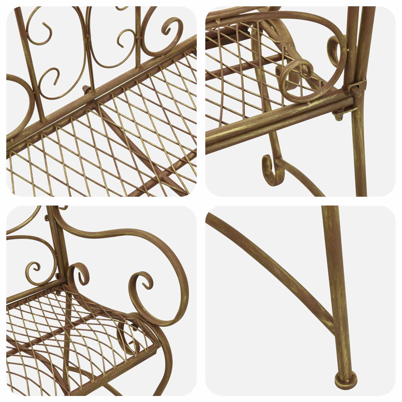 Gartenbank 2-Sitzanzahl 114 x 56,5 x 90 cm Stahl Antikbraun