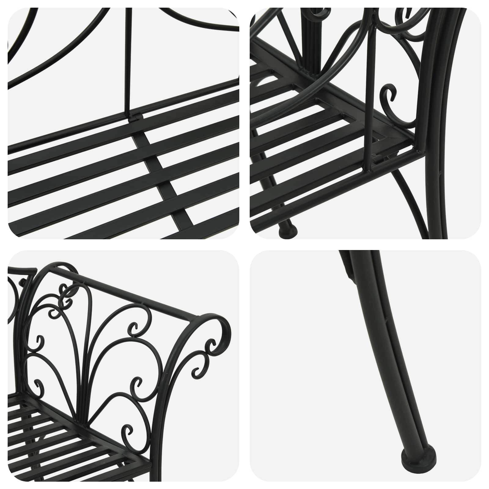 Gartenbank 2-Sitzanzahl 130 x 47 x 90 cm Stahl Schwarz