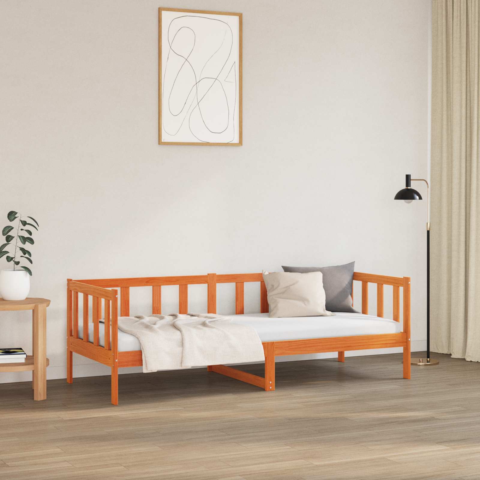 Bettrahmen Wachsbraun 90 x 190 cm Massives Kiefernholz