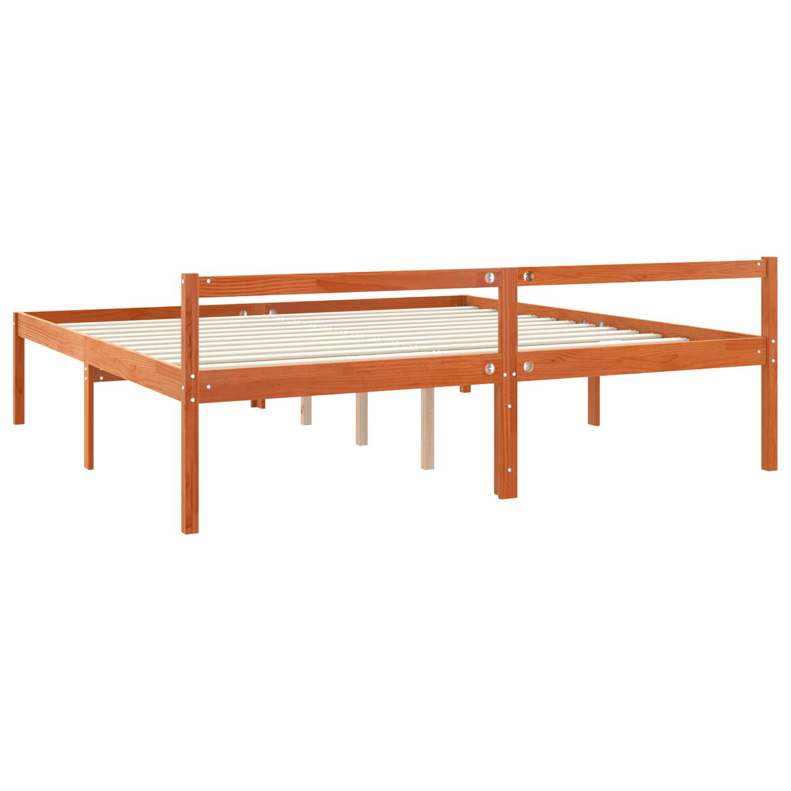 Bettrahmen Wachsbraun 180 x 200 cm Massives Kiefernholz