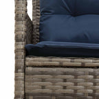 Gartensofa-set mit Kissen 2 pcs Grau und Marineblau Poly-Rattan