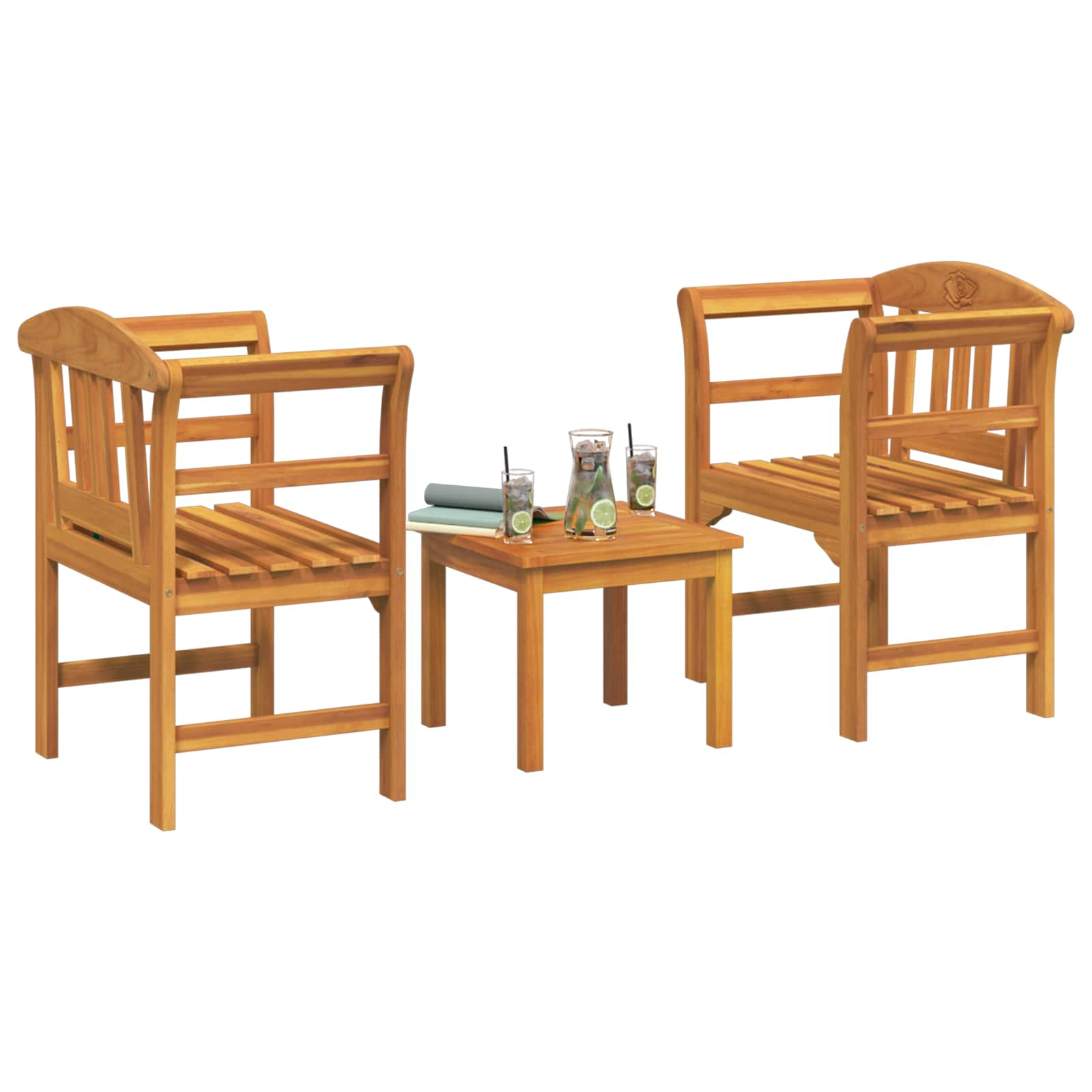 Gartenrosen-Lounge-Set 3 pcs Massivholz Akazie