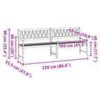 Bank Outdoor Natur 220 x 55,5 x 90 cm Massivholz Akazie