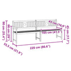 Bank Outdoor Natur 220 x 55,5 x 90 cm Massivholz Akazie