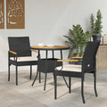 Gartenstühle 2 pcs Schwarz und Cremeweiß Poly-Rattan und Akazie