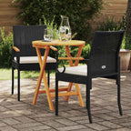 Gartenstühle 2 pcs Schwarz und Cremeweiß Poly-Rattan und Akazie