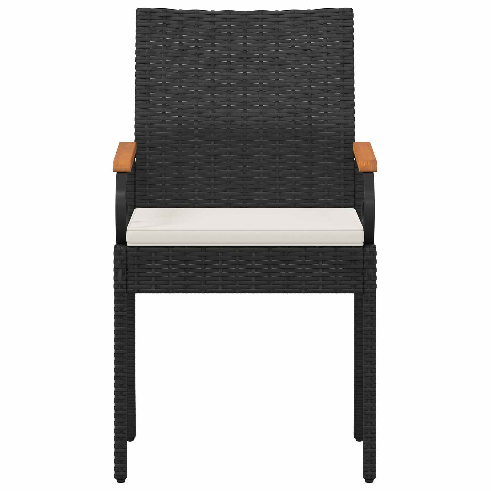 Gartenstühle 2 pcs Schwarz und Cremeweiß Poly-Rattan und Akazie