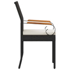 Gartenstühle 2 pcs Schwarz und Cremeweiß Poly-Rattan und Akazie