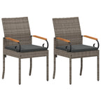 Gartenstühle 2 pcs Grau und Dunkelgrau Poly-Rattan und Akazie
