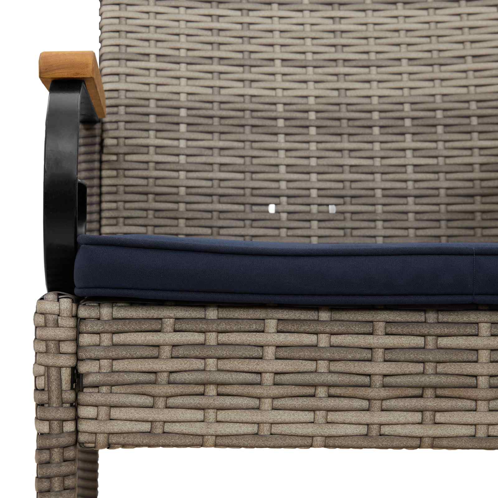 Gartenstühle 2 pcs Grau und Marineblau Poly-Rattan und Akazie