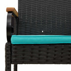 Gartenstühle 2 pcs Schwarz und Türkis Poly-Rattan und Akazie