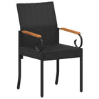 Gartenstühle 2 pcs Schwarz und Türkis Poly-Rattan und Akazie