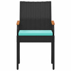 Gartenstühle 2 pcs Schwarz und Türkis Poly-Rattan und Akazie