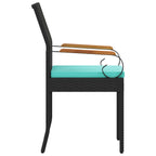 Gartenstühle 2 pcs Schwarz und Türkis Poly-Rattan und Akazie