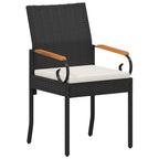 Gartenstühle 4 pcs Schwarz und Cremeweiß Poly-Rattan und Akazie