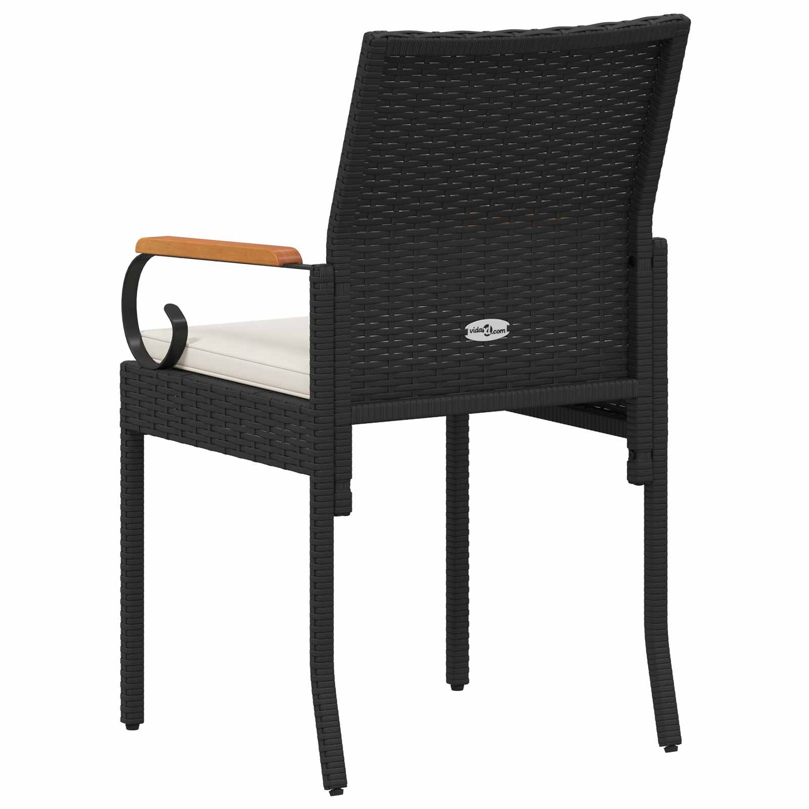 Gartenstühle 4 pcs Schwarz und Cremeweiß Poly-Rattan und Akazie
