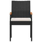 Gartenstühle 4 pcs Schwarz und Cremeweiß Poly-Rattan und Akazie