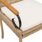 Gartenstühle 4 pcs Beige und Cremeweiß Poly-Rattan und Akazie