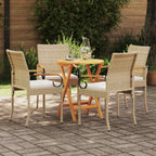 Gartenstühle 4 pcs Beige und Cremeweiß Poly-Rattan und Akazie