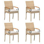 Gartenstühle 4 pcs Beige und Cremeweiß Poly-Rattan und Akazie