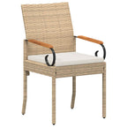 Gartenstühle 4 pcs Beige und Cremeweiß Poly-Rattan und Akazie