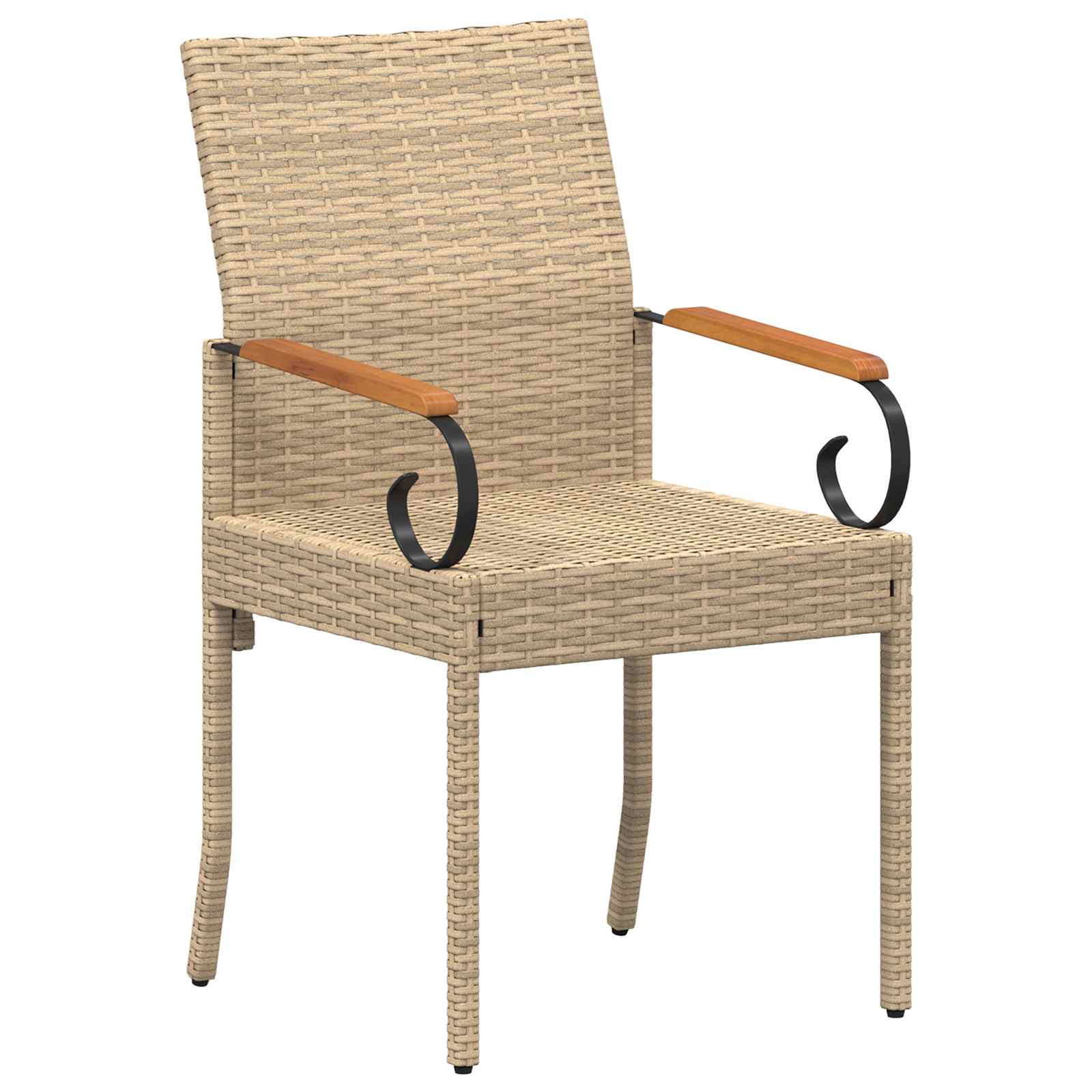 Gartenstühle 4 pcs Beige und Cremeweiß Poly-Rattan und Akazie