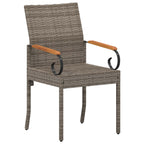 Gartenstühle 4 pcs Grau und Marineblau Poly-Rattan und Akazie